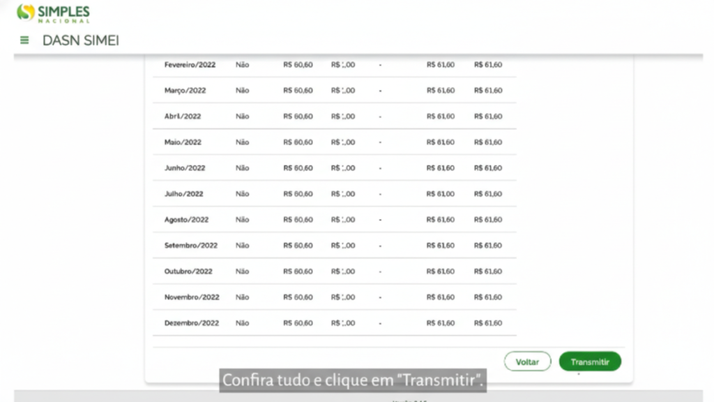 Finalize o processo de como declarar o imposto de renda mei clicando em Transmitir